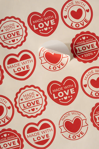 Made With Love Sticker Kırmızı 120 adet