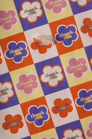 Çiçekli Thank You Sticker 100 Adet